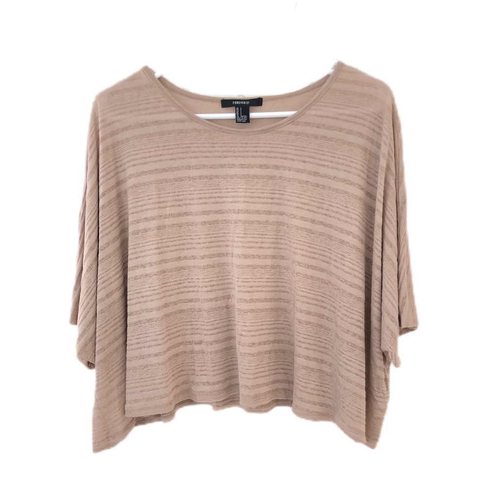 Forever 21 Taupe Crop Top Short Sleeve Lightweight Blouse